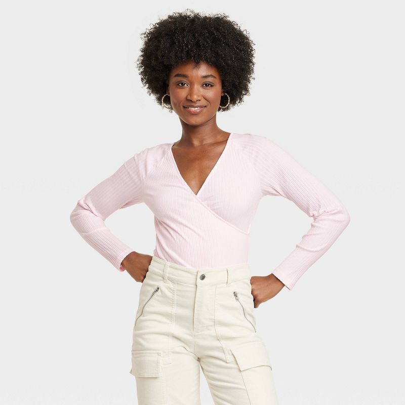 Women's Slim Fit Long Sleeve V-Neck Wrap Shirt - Universal Thread™, 1 of 9