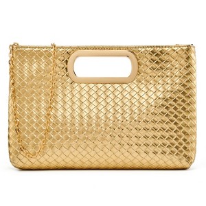 Clutch Purse for Women Woven Evening Handbag Fashion PU Leather Shoulder Bag - 1 of 4