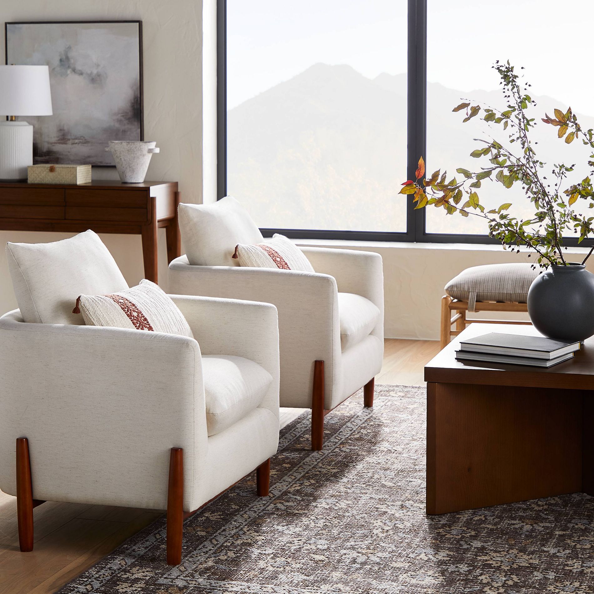Elroy Accent Chair with Wooden Legs Natural Linen - Threshold™ designed with Studio McGee: Upholstered Reading Chair, Plywood Frame