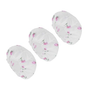Unique Bargains Flower Single Layer Shower Cap 3 Pcs - 1 of 4