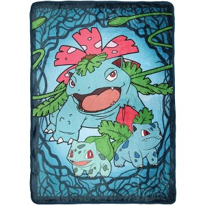 Pokemon Bulbasaur Evolutions Throw Blanket 46" x 60" Soft Fleece Throw Blanket - 1 of 4