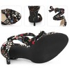 Perphy Women's Floral Printed Twist Lace Up High Stiletto Heels Sandals - 3 of 4