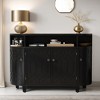 Leovsnove Curved Design Storage Cabinet with 3 Open Spacious Shelves,Storage Sideboard with 4 Doors and Adjustable Shelves - 2 of 4