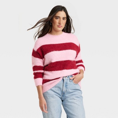 Women's Fuzzy Tunic Crewneck Pullover Sweater - Universal