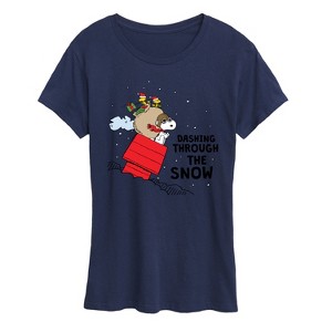Women's - Peanuts - Dashing Through The Snow Short Sleeve Graphic T-Shirt - 1 of 4