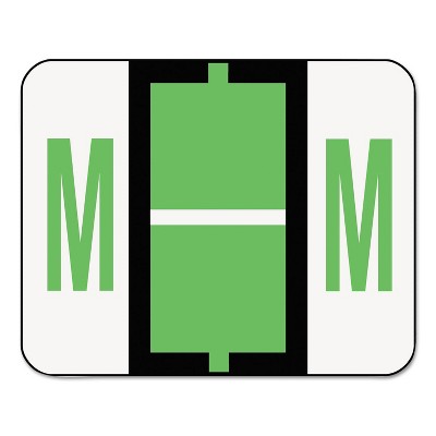 Smead A-Z Color-Coded Bar-Style End Tab Labels Letter M Light Green 500/Roll 67083