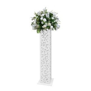 YIYIBYUS 8Pcs Flower Girl Basket White Wedding Column Carved Pillar Decoration - 1 of 4