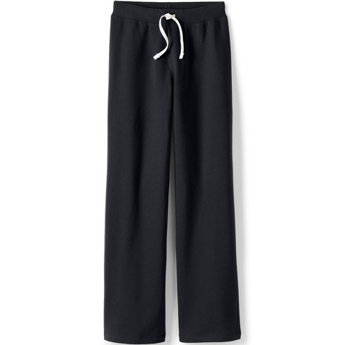 Black Bell Bottom Foldover Waist Sweatpants-Black-1X