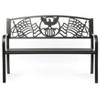 Steel Outdoor Patio Garden Park Seating Bench with Cast Iron Patriotic American Flag and Eagle Backrest, Front Porch Yard Bench Lawn Decor - 2 of 4