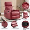 Black Faux Leather Heat Massage Manual Recliner Chair with Rocker and Swivel for Living Room - 2 of 4