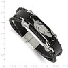 Black Bow Jewelry Stainless Steel Black Leather Multi Strand Feather Bracelet, 8.25 Inch - 3 of 4