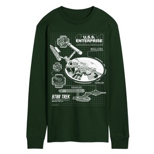Men's - Star Trek - Enterprise Diagram Long Sleeve Graphic T-Shirt - 1 of 3