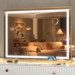 Vanity Mirror with Lights, LED Makeup Mirror with Dimmable 3 Color Modes, Touch Screen Control, Square White Design - 1 of 4