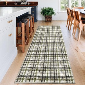 Washable Area Rugs for Living Room Bedroom Modern Plaid Rug Soft Non-Slip Low Pile Carpet Farmhouse Runner Rug - 1 of 4