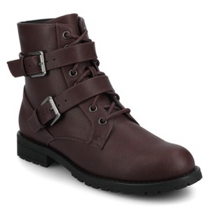 Journee Women's Juliah Buckle Detail Lace-up Ankle Boots - 1 of 4