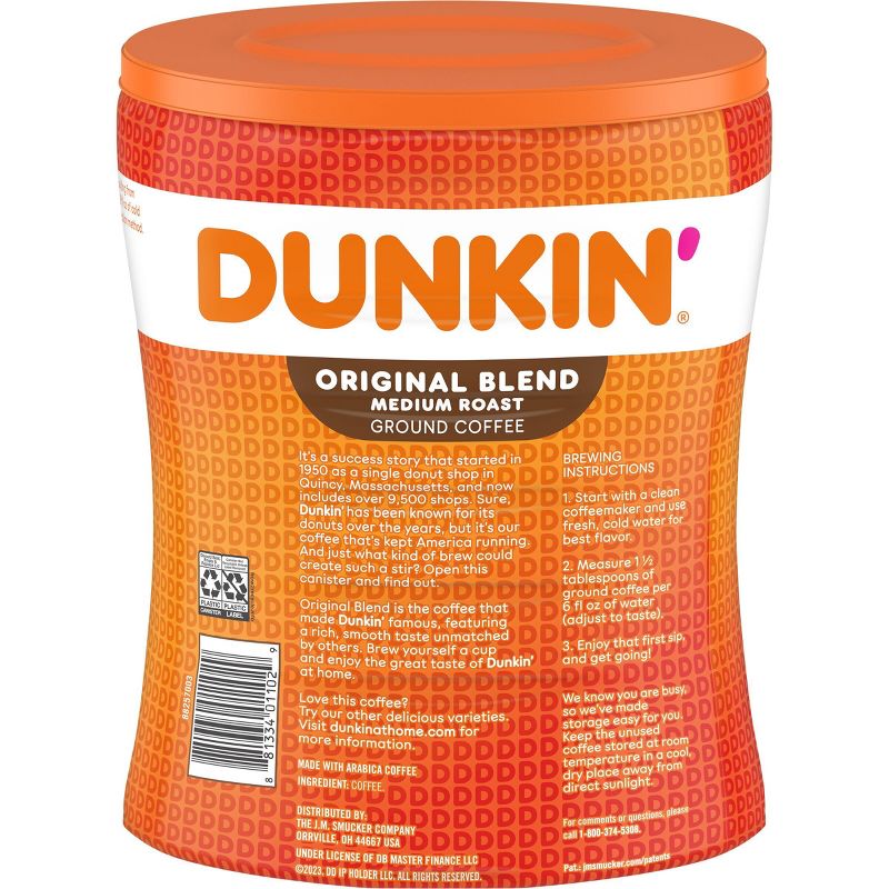 Dunkin&#39; Original Blend, Medium Roast Coffee Canister - 30oz, 5 of 11
