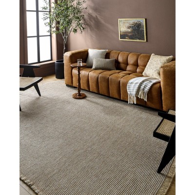 Gray and Tan Rectangular Jute Polypropylene Area Rug 3'11" x 5'7"