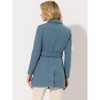 INSPIRE CHIC Women's Notch Lapel Double Breasted Belted Mid Long Outwear Winter Coat - 4 of 4