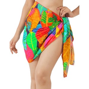 HAPPY BAY Women's Beachwear Summer Bikini Wraps Beach Wrap Swim Cover Up Swimwear Skirt Swimsuit Sarong Coverups for Women One Size Multi,Leaf - 1 of 4