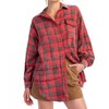 Women's Oversized Soft Plaid Button Down Flannel - ee:some - 2 of 4