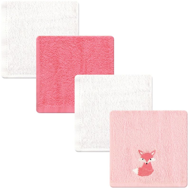 Luvable Friends Baby Girl Super Soft Cotton Washcloths, Foxy, One Size, 1 of 4