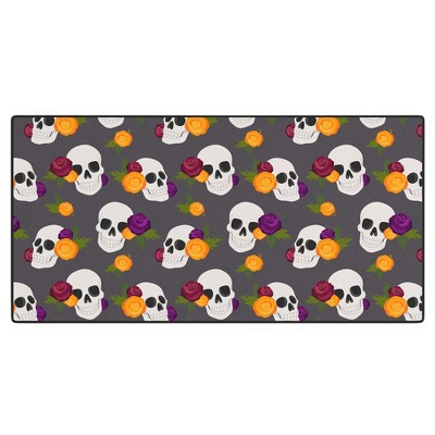Avenie Halloween Floral Skulls Desk Mat - Deny Designs