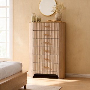 Fluted Dresser for Bedroom, Chest of Drawers with Gold Handles, Curved Profile, Wood Storage Dressers Organizer for Bedroom, Living Room - 1 of 4