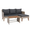 YOOCOZZ 3-Piece Outdoor Rattan Sectional Sofa Set with Acacia Wood Legs and Tabletop - Grey - 4 of 4