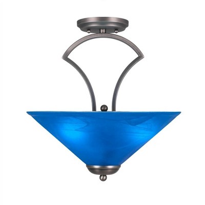 Toltec Lighting Zilo 3 - Light Flush Mount in  Graphite with 16" Blue Italian Shade