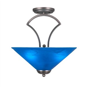 Toltec Lighting Zilo 3 - Light Flush Mount in  Graphite with 16" Blue Italian Shade - 1 of 1
