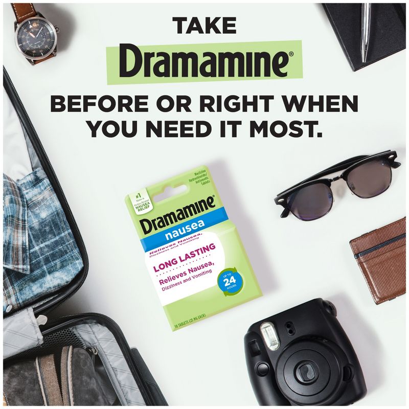 Dramamine-N Long Lasting Nausea Relief Tablets for Nausea, Dizziness &#38; Vomiting - 10ct, 5 of 8
