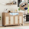 ODK Rattan Cabinet Sideboard Buffet with 2 Drawers, 4 Doors Boho Wood Sideboard Buffet for Living Room, Dining Room, Hallway, Entryway - 3 of 4
