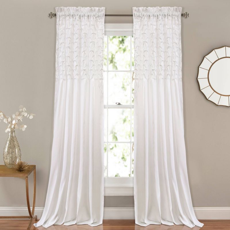 2pk 54&#34;x108&#34; Light Filtering Bayview Elastic Embroidery Curtain Panels White - Lush D&#233;cor, 1 of 6