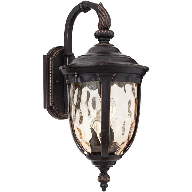 John Timberland Bellagio Vintage Rustic Outdoor Wall Light Fixture Bronze Downbridge 20 1/2" Champagne Hammered Glass for Post Exterior Barn House, 1 of 9