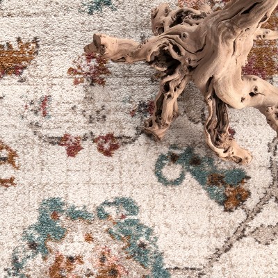 Cecil Beige Vintage Floral 3' x 5' Synthetic Area Rug