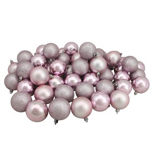Northlight Shatterproof 4-Finish Christmas Ball Ornaments - 2.5" (60mm) - Pink - 60ct - 1 of 1