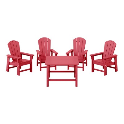 WestinTrends Malibu Kids 5-Piece HDPE Outdoor Square Patio Dining Table and Chairs Set