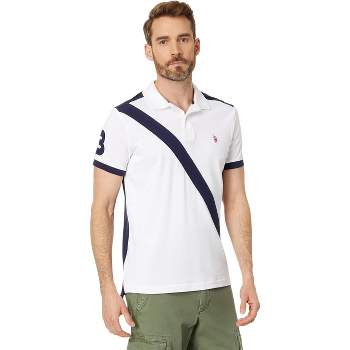 U.S. Polo Assn. Men's Slim Fit Short Sleeve Sash Front Pique Polo Shirt