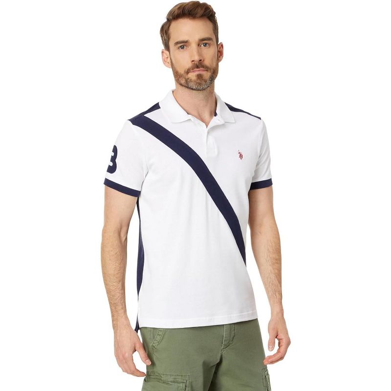 U.S. Polo Assn. Men's Slim Fit Short Sleeve Sash Front Pique Polo Shirt, 1 of 4