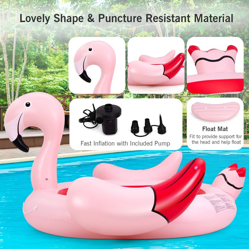 6 People Inflatable Flamingo Floating Island Ideal for Pool, Lake & River, 4 of 11