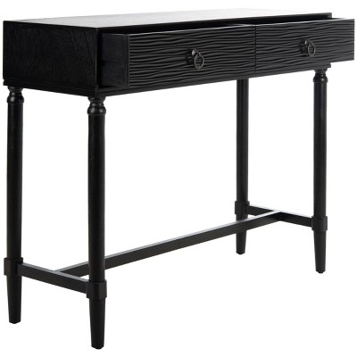 Aliyah Black Wood Console Table with Storage Drawers
