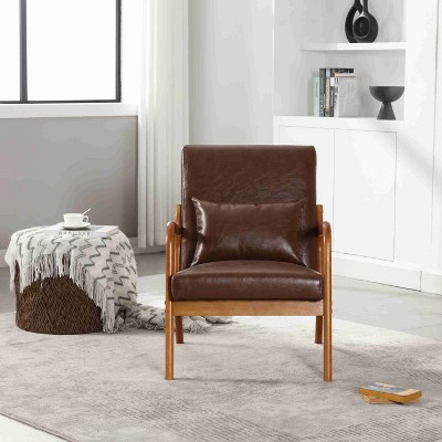 CAVINAS Accent Chair with Solid Wood Frame and Pillow,Modern Arm Chair for Bedroom,Reading Room