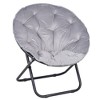VECELO Folding Saucer Chair, Moon Chair with Metal Frame, Faux Fur for Bedroom or Living Room, Gray - 2 of 4