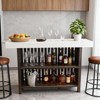 63 Inch Home Bar Table, Mini Bar with 2-Tier Storage Shelf and Footrest, Kitchen Island, Indoor Bar Counter-White+Brown - 3 of 4