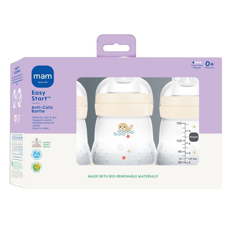 MAM Easy Start Anti-Colic Baby Bottle - 0+ Months - 5oz/3pk - Shell, 3 of 12