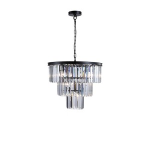 Modern Crystal Chandelier, Round Crystal Pendant Lighting, Adjustable Hanging Length Ceiling Light Fixtures For Bedroom Living Room Entryway - 1 of 4