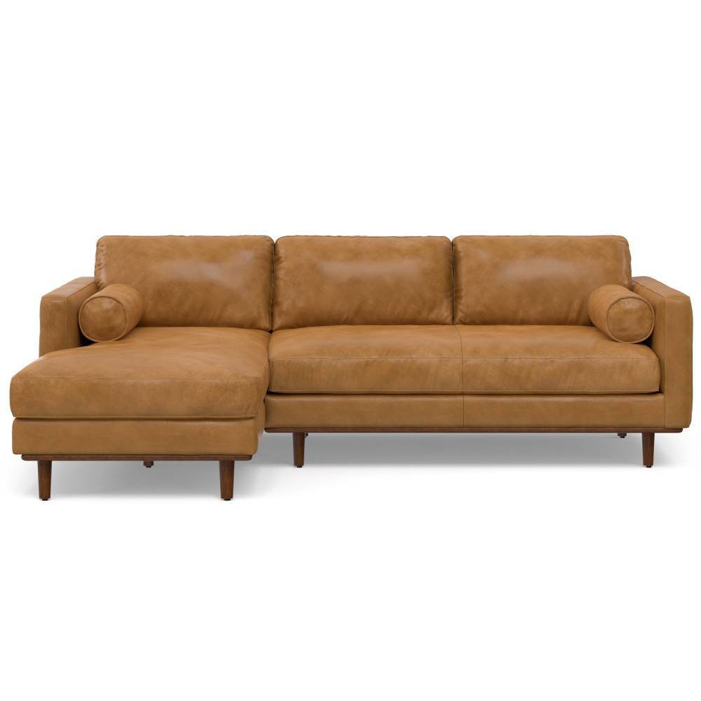 WyndenHall Brixley Mid Century Genuine Leather Left Sectional Sienna