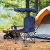 Gymax Folding Beach Chair Heavy Duty Camping Chair Outdoor Patio Seat with Cup Holder and Carry Bag Red/Blue - 3 of 4