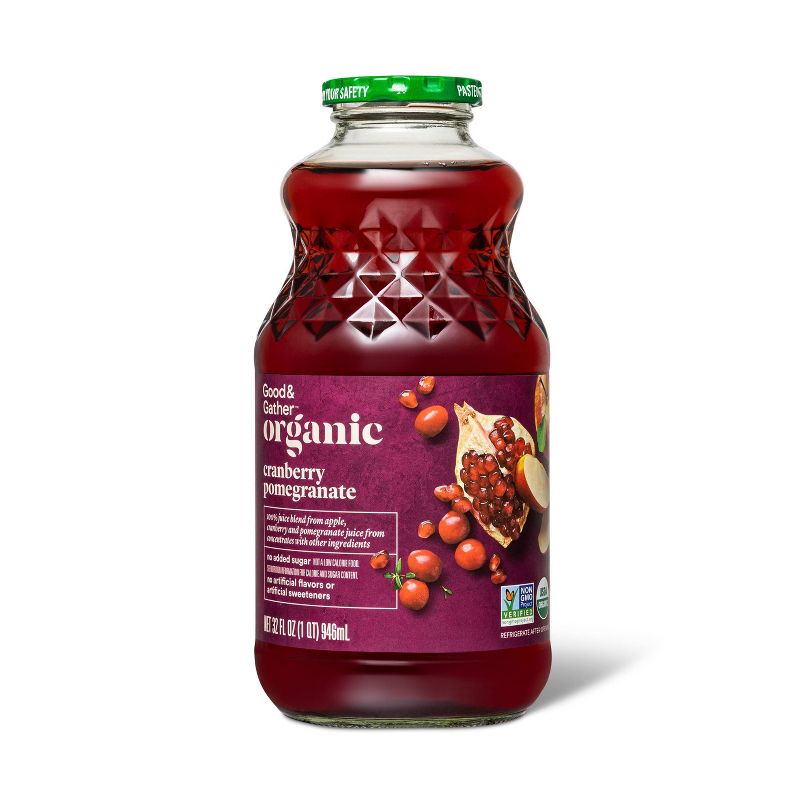 Organic Cranberry Pomegranate Juice From Concentrate - 32 fl oz - Good &#38; Gather&#8482;, 1 of 5