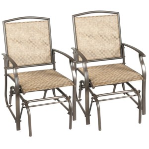 Costway 2PCS Patio Swing Single Glider Chair Rocking Seating Steel Frame Garden Brown - 1 of 4